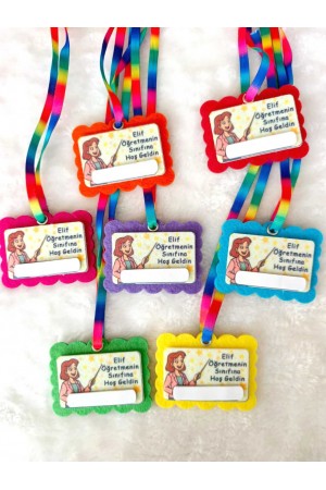 Sınıfına Hoş Geldin Keçe Yaka İsimliği - Öğretmen İsmine Öz…