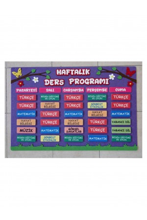 Haftalık Ders Programı Panosu – Kalın Keçe, Mıknatıslı, Renkl…