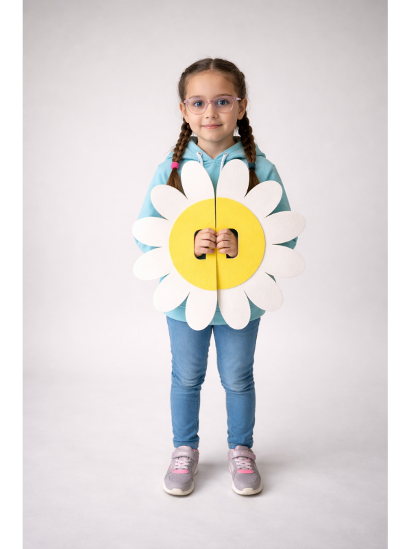 Keçe Papatya Gösteri Plakası | Çift Taraflı Okul Etkinlik Aksesuarı