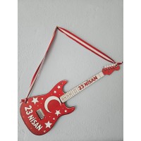 23 Nisan Temalı Ahşap Gösteri Gitarı - Çocuklar İçin Gösteri Aksesuarı