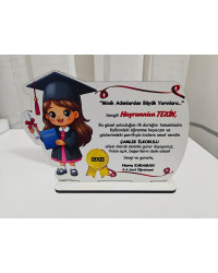 Mezuniyet Plaket Kız Çocuk Figürü Baskılı 