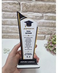 İlkokul Mezuniyet Plaketi - Kişiye Özel Ahşap Başarı Ödülü (Model 2)