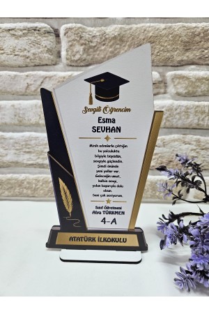 Kişiye Özel Modern Mezuniyet Plaketi - Lacivert & Gold Seri&hellip;