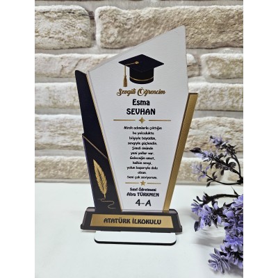Kişiye Özel Modern Mezuniyet Plaketi - Lacivert & Gold Seri&hellip;