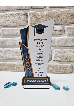 Kişiye Özel Modern Mezuniyet Plaketi - Turkuaz & Gold Seri&hellip;