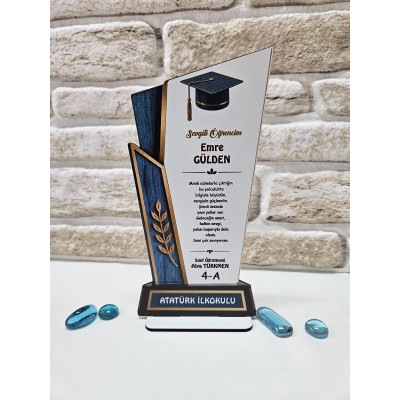 Kişiye Özel Modern Mezuniyet Plaketi - Turkuaz & Gold Seri&hellip;