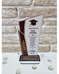 Kişiye Özel Modern Mezuniyet Plaketi - Bordo & Gold Prestij Seri