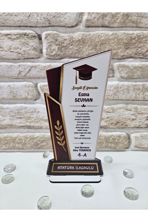 Kişiye Özel Modern Mezuniyet Plaketi - Mürdüm & Gold Prestij S&hellip;