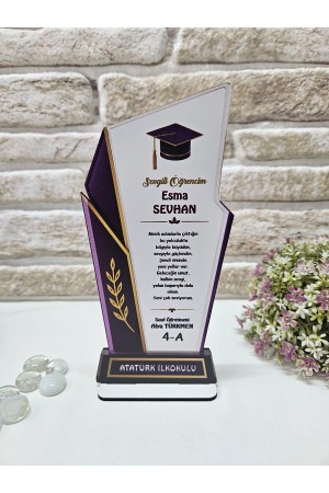 Kişiye Özel Ahşap Mezuniyet Plaketi - Mor & Gold Detaylı&hellip;