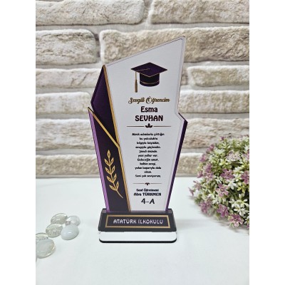 Kişiye Özel Ahşap Mezuniyet Plaketi - Mor & Gold Detaylı&hellip;