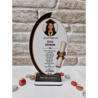 Fotoğraflı Kişiye Özel Mezuniyet Plaketi - Diploma Detaylı Oval Seri