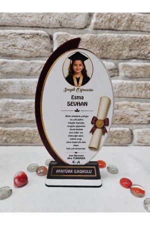 Fotoğraflı Kişiye Özel Mezuniyet Plaketi - Diploma Detaylı Oval S&hellip;