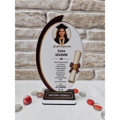 Fotoğraflı Kişiye Özel Mezuniyet Plaketi - Diploma Detaylı Oval Seri&hellip;