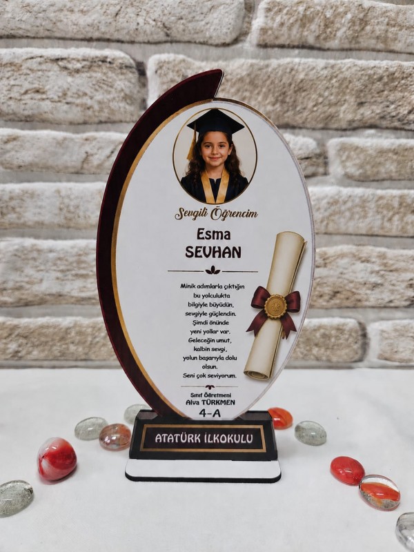 Fotoğraflı Kişiye Özel Mezuniyet Plaketi - Diploma Detaylı Oval Seri&hellip;