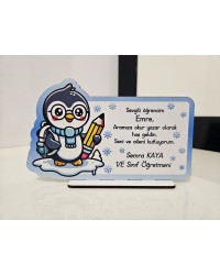 Okumaya Başladım Baskılı Plaket - Penguen