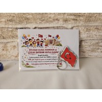 Ay Yıldız Ahşap Anahtarlık 