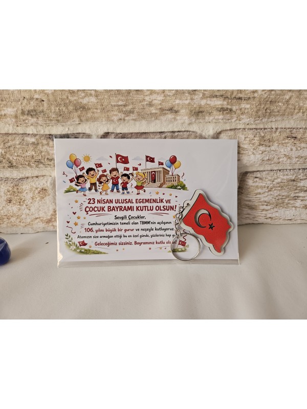 Ay Yıldız Ahşap Anahtarlık