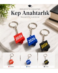 Mezuniyet Kepi Hatıra Anahtarlık 3D  - 2026 Seri