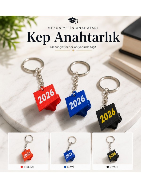 Mezuniyet Kepi Hatıra Anahtarlık 3D  - 2026 Seri