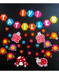 İyi Tatiller Flamalı Keçe Karne Hatırası Pano Süsleme Paketi