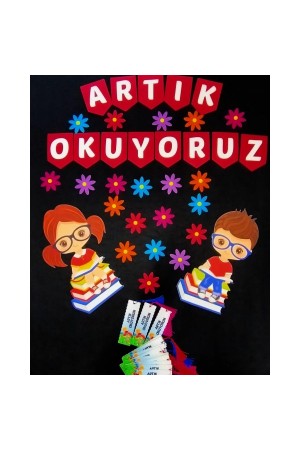 Artık Okuyoruz Temalı Keçe Okuma Bayramı Sınıf Panosu Çiçekli …