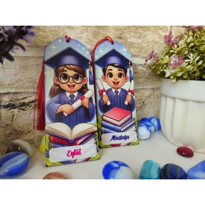 İsme Özel Mezuniyet Kız Erkek Baskılı Püsküllü Kitap Ayracı&hellip;