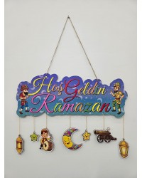 Hoş Geldin Ramazan Kapı ve Duvar Süsü - Hacivat Karagözlü Pano