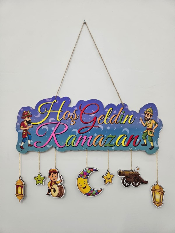 Hoş Geldin Ramazan Kapı ve Duvar Süsü - Hacivat Karagözlü Pano&hellip;